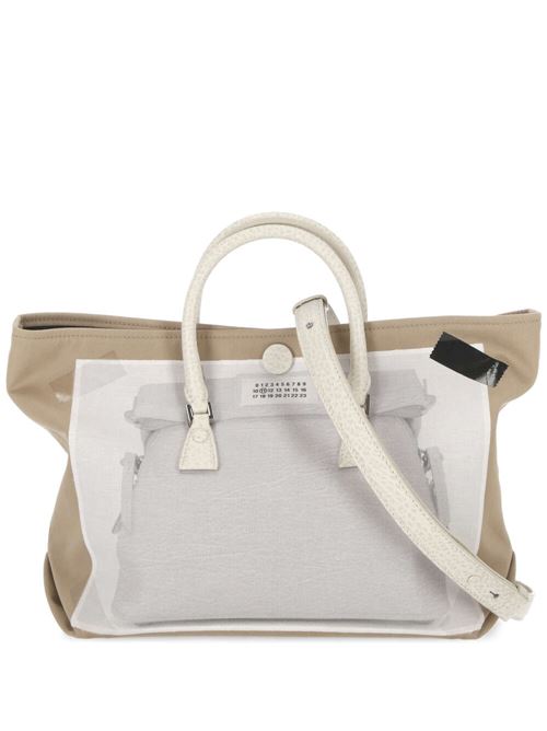 Borsa in twill beige/bianco/nero stampa trompe l'oeil Maison Margiela | SB1WC0008P6436HA192